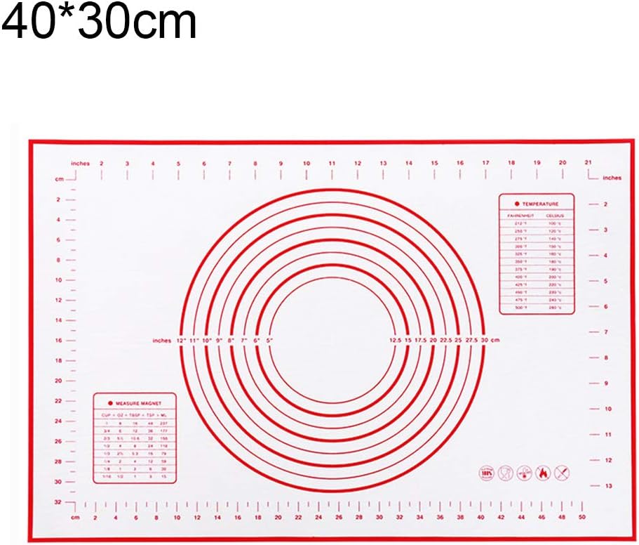 elekeyu87 Silicone Non-stick Kneading Rolling Dough Mat Baking Pad with Scale Bakeware - 40x30cm