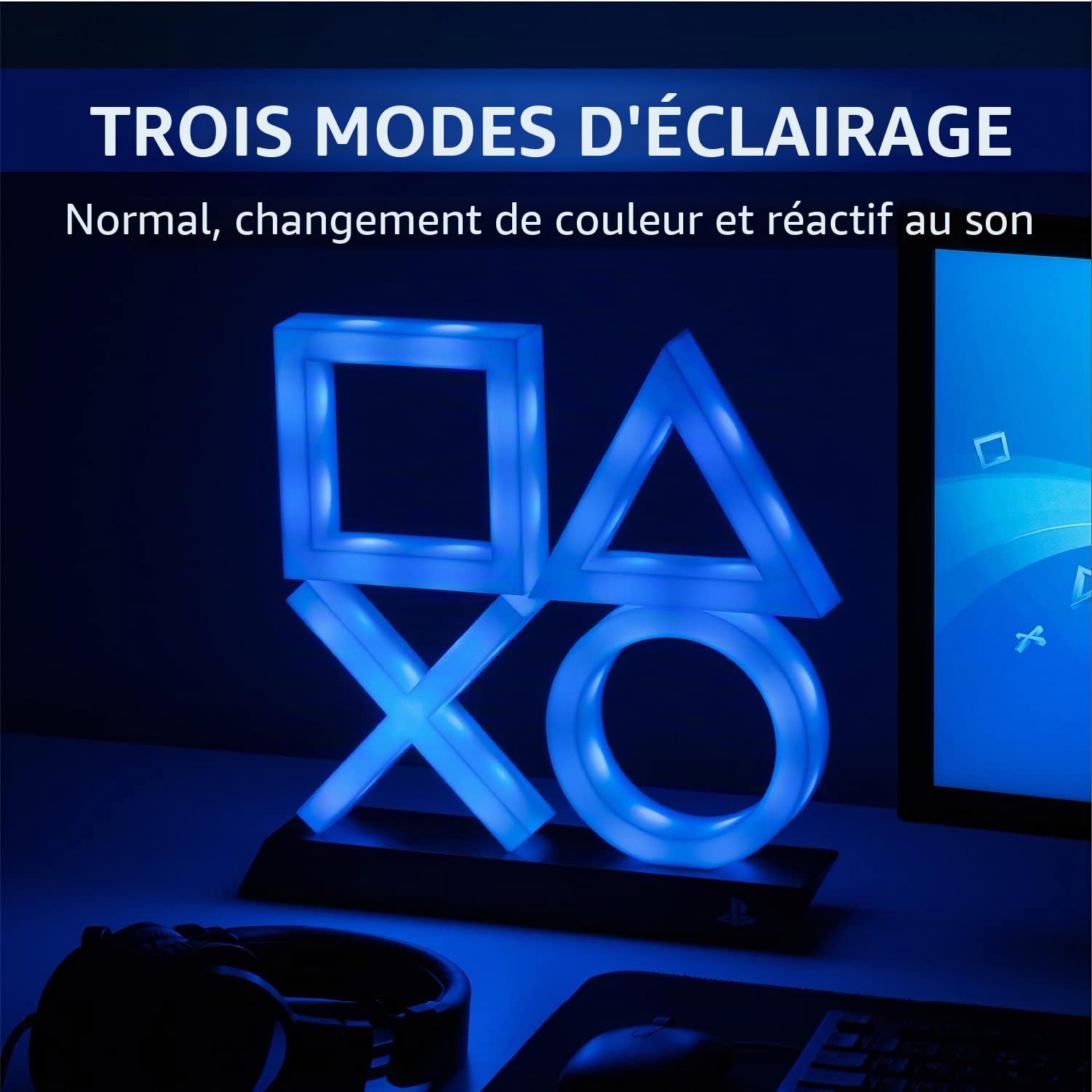 Playstation Lampe Icônes PS5 Unisexe Lampe de chevet blanc/noir, Plastique, PP7917PS
