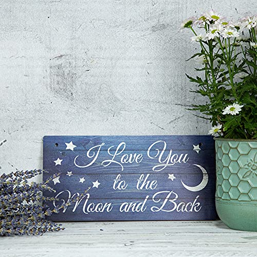 Putuo Decor Farmhouse Wall Hanging, Blue Kid’s Room Decor, Love Door Sign For Baby Room & Baby Bed, Funny Gift For Children’s Day, Newborn, Birthday & Christmas, 5X10 Inches - I Love You To The Moon And Back #TOP1