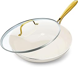 GreenPan Swift 12" Ceramic Nonstick Frying Pan Skillet with Lid, PFAS & PFOA-Free Healthy Cooking, Gold Stainless Steel Ha...