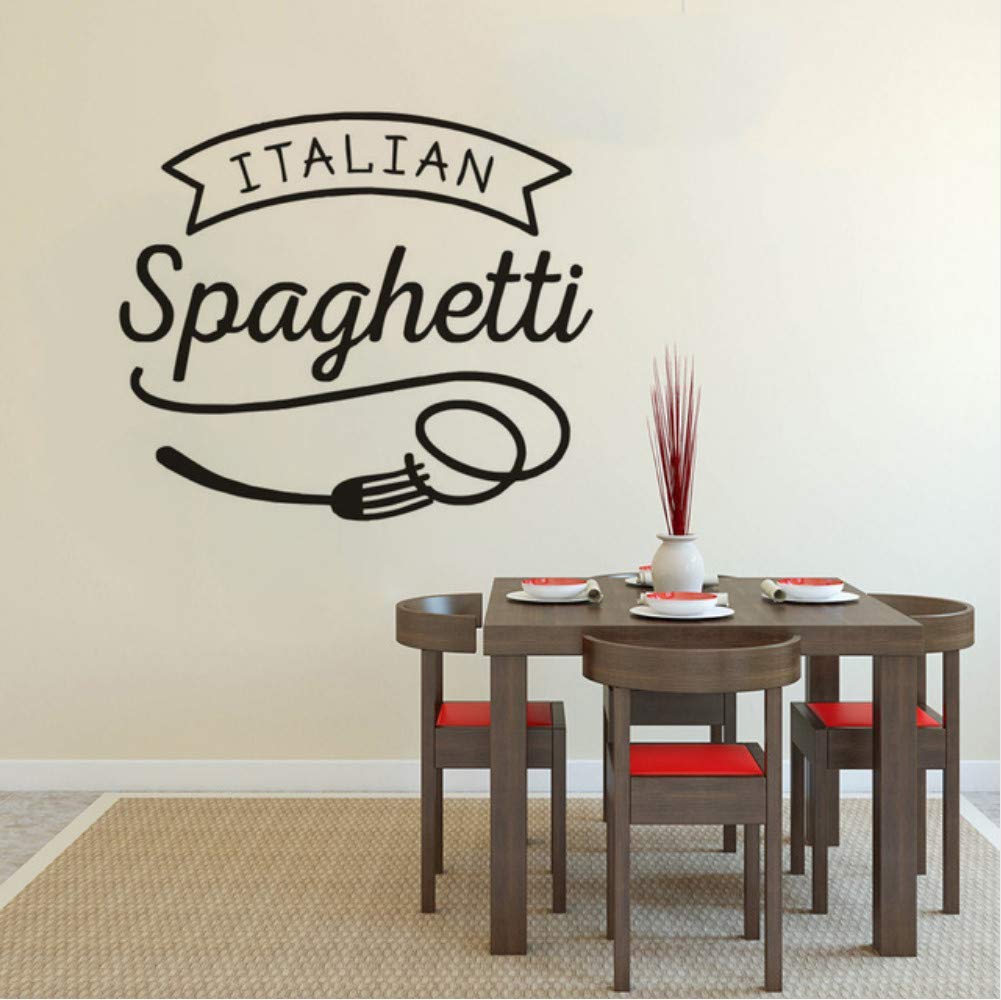Italienische Spaghetti Wandaufkleber – 79 X 92 Cm, Schwarz, Vinyl, Für Küche Oder Restaurant-Deko