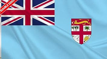 Double Sided 3 Ply Fiji Islands Boat Flag 12x18Inch,Heavy Duty 220D Nylon,Vivid Colors,Fiji Fijian Nautical Flags with 2 Brass Grommets for Boat ATV Bike Truck Motorcycle. Fiji Islands