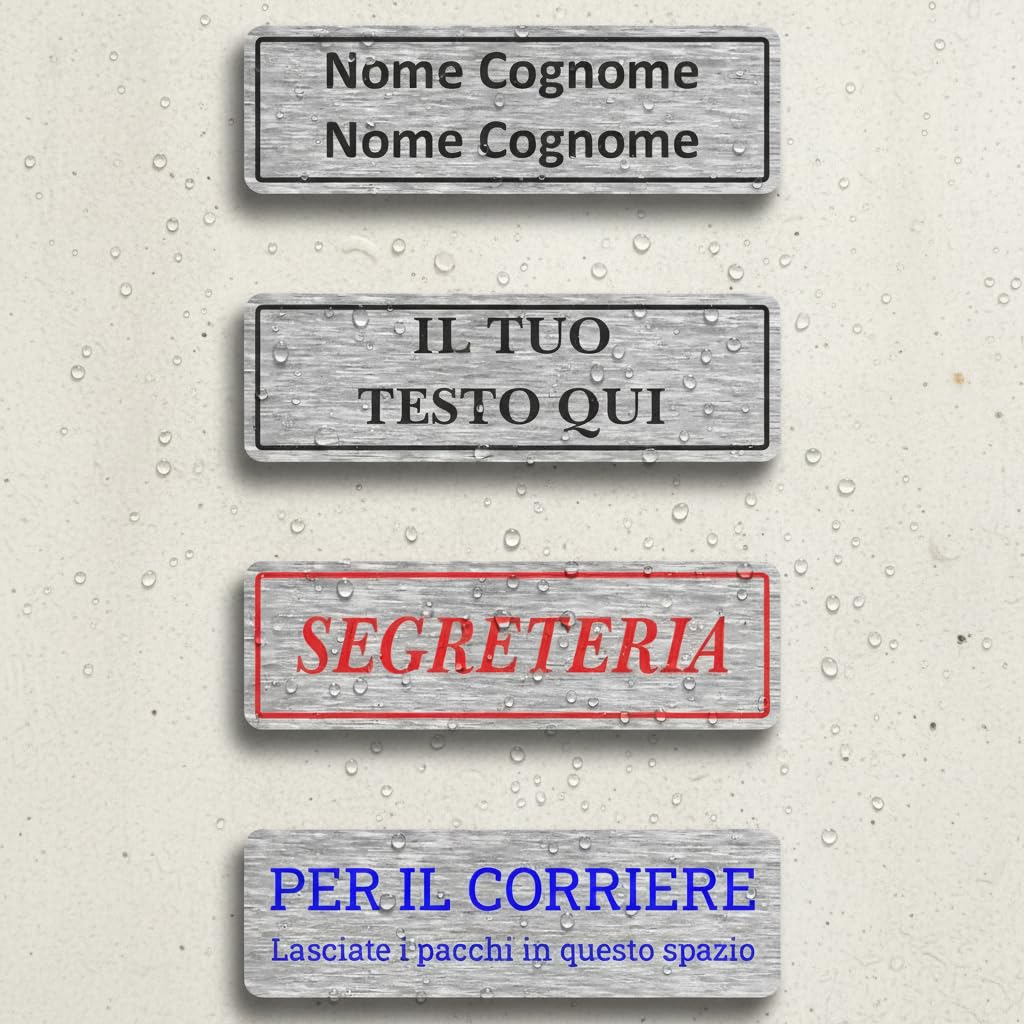 Targa Posta Alluminio con Biadesivo | Personalizzabile 1‑4 Righe | Resistente Esterno & Interno | Targa Cassetta Postale (Alluminio Colore Argento, Misura 70x20mm)