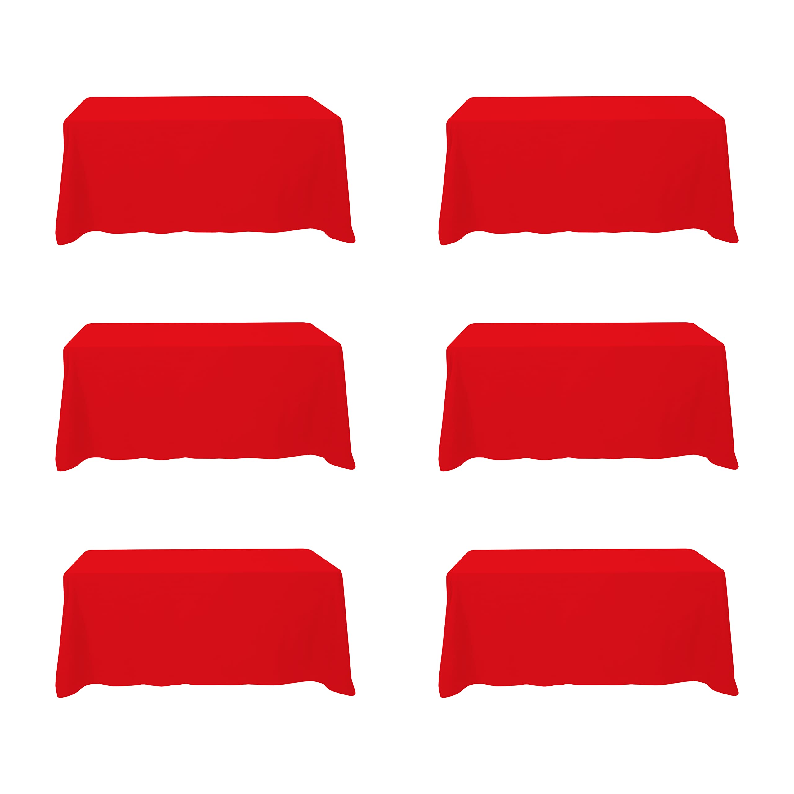 BRILLMAX 6 Pack Red Tablecloths for 6 Foot Rectangle Tables 90 x 132 Inch - 6ft Rectangular Bulk Linen Polyester Fabric Washable Cloth Cover for