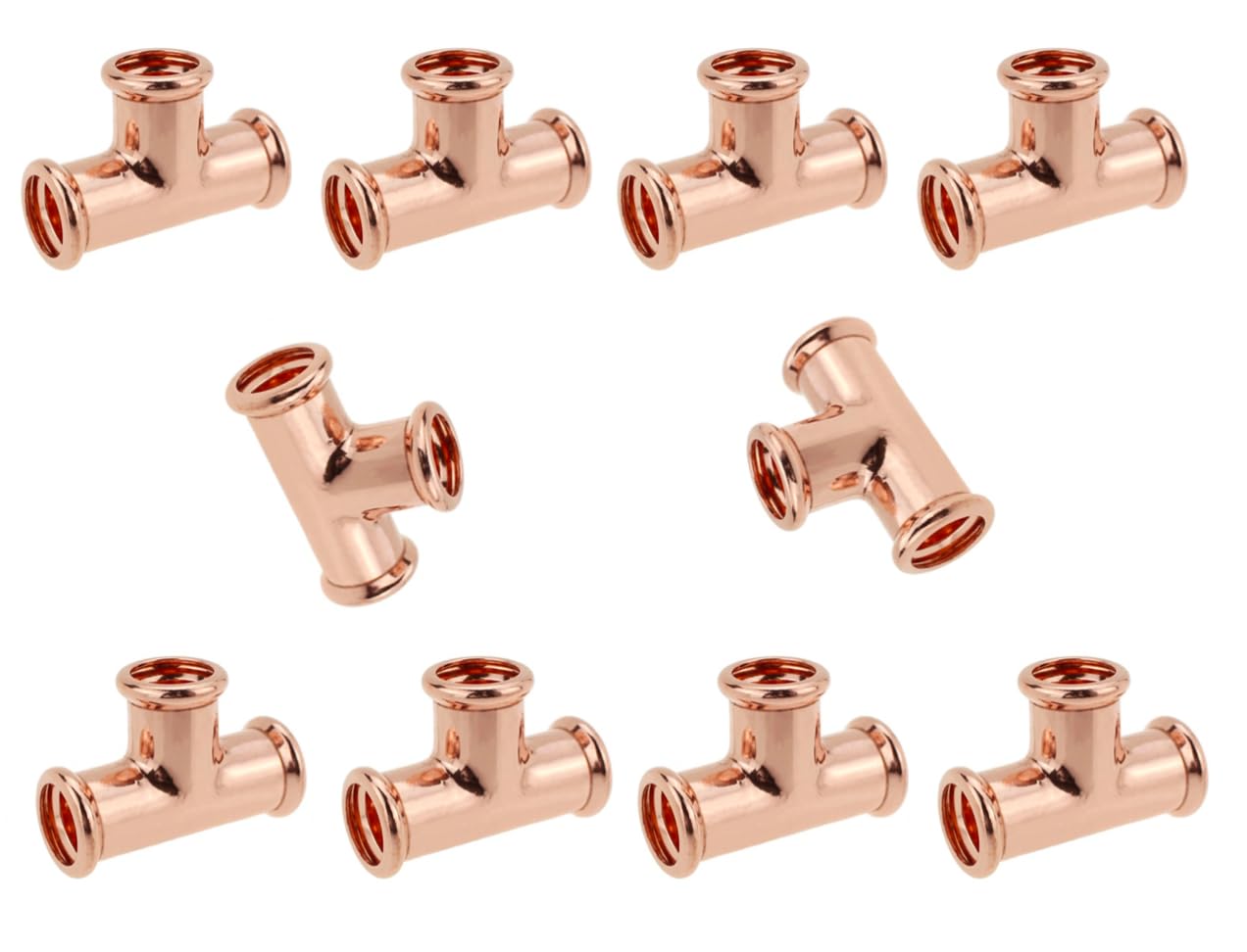10 Pack of 15mm Press Fit Equal Tees M-Profile Wras Approved