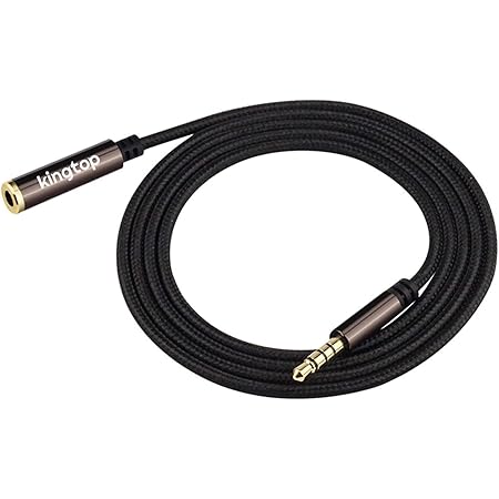 Amazon ヘッドホン延長コード Kingtop オーディオ延長ケーブル ステレオミニプラグ 標準3 5mm スピーカー ヘッドセット Iphone Android 長さ2メートル ブラック ナイロン 4極 Kingtop ヘッドホン延長ケーブル