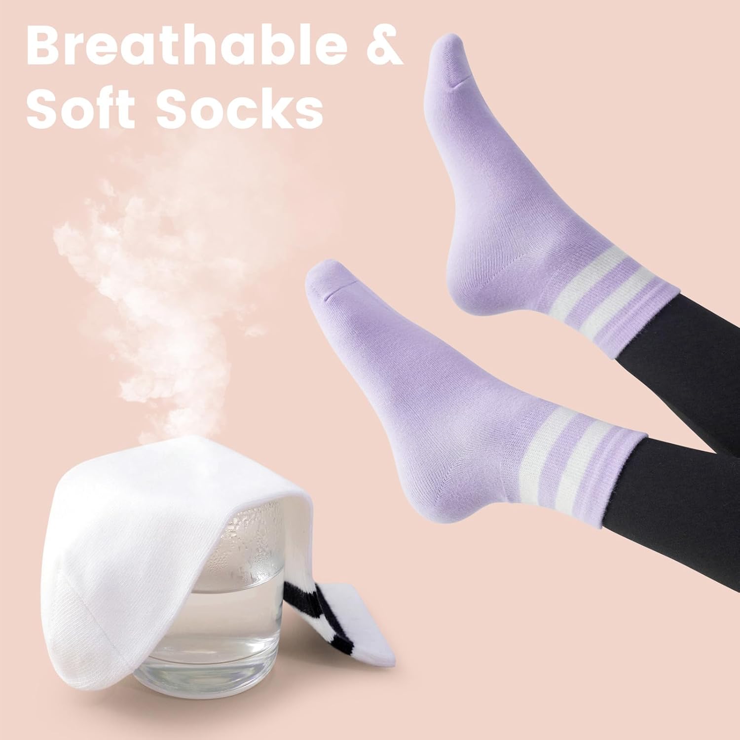 SISOSOCK Quarter Crew Cotton Socks for Women or Men Striped Athletic Socks Casual Socks 6-10 pairs with Gifts Box - Image 5