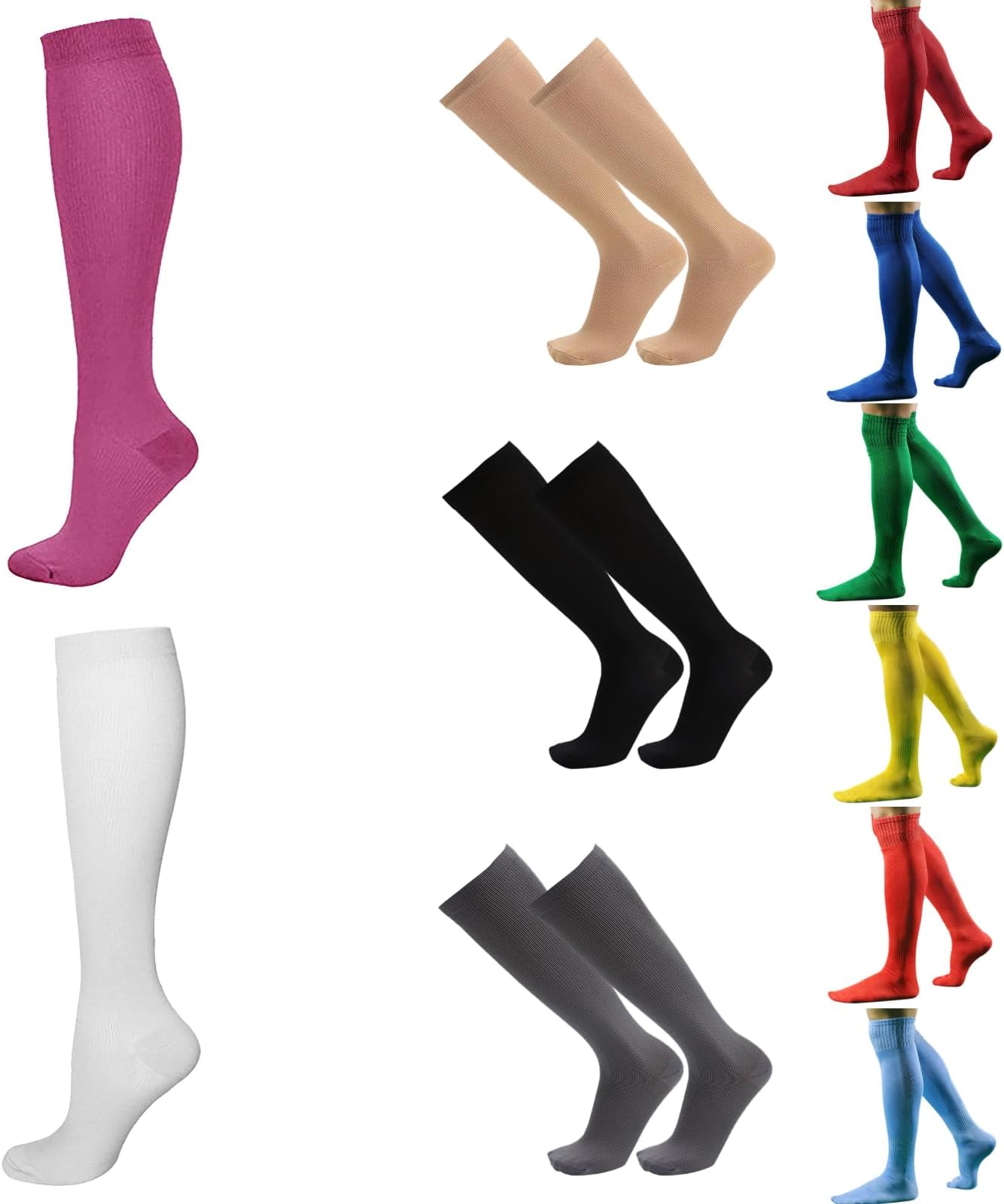 1 Pairs Compression Socks for Men Women 20-30 mmHg Knee High Nurse Pregnant Running Medical and Travel Athletic