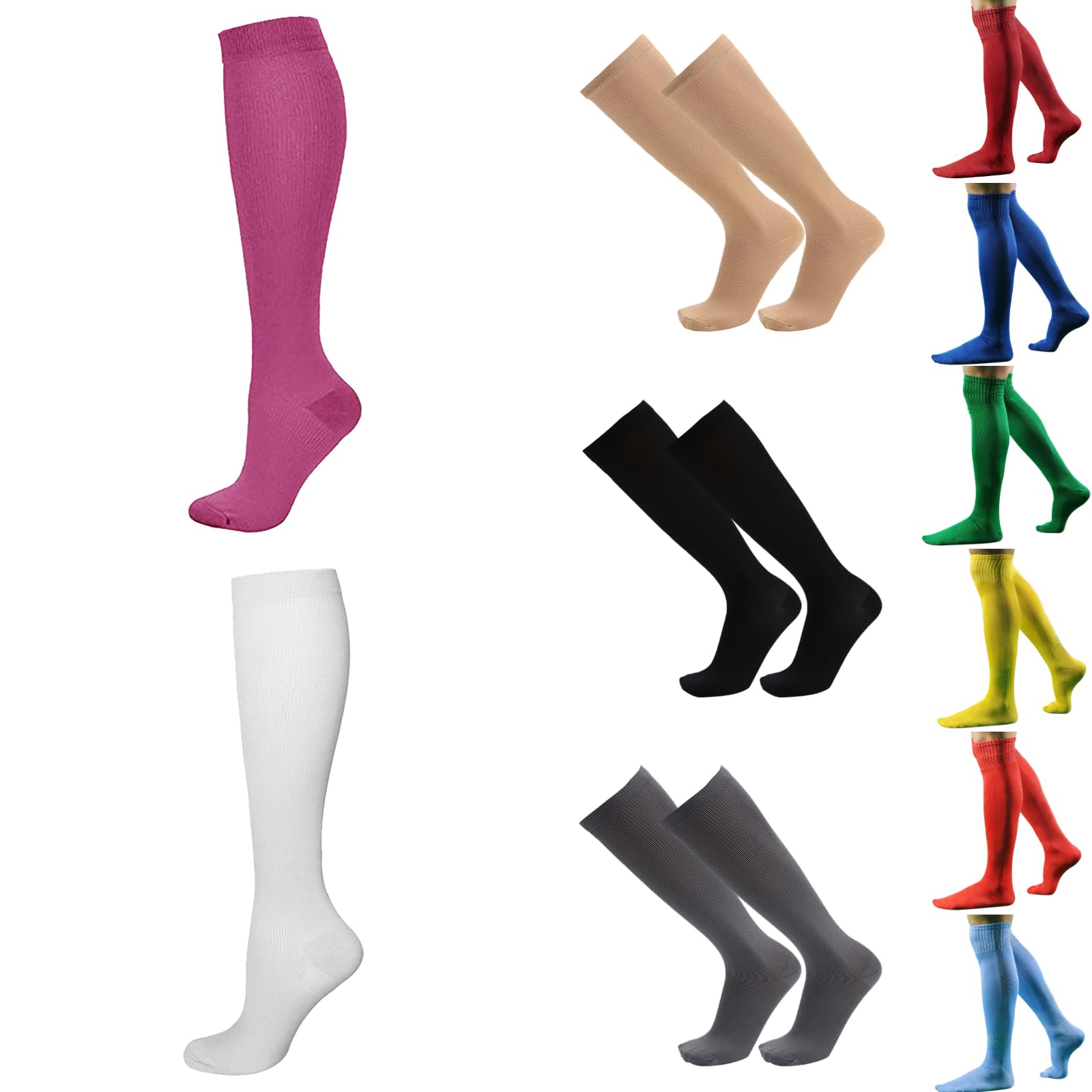 1 Pairs Compression Socks for Men Women 20-30 mmHg Knee High Nurse Pregnant Running Medical and Travel Athletic