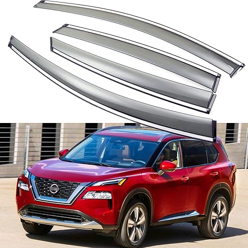 Visera de ventana de automóvil, deflector de ventilación, protector de lluvia y sol compatible con Nissan Rogue 2021 2022 2023