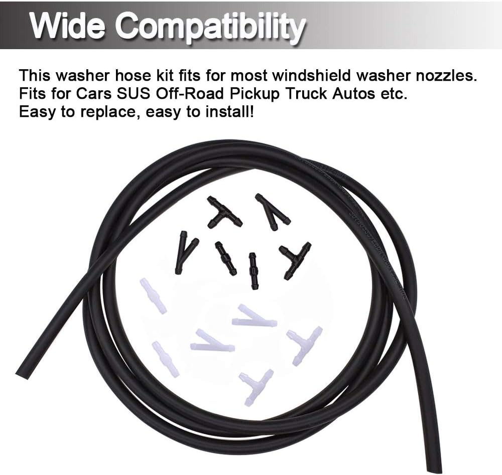 Universal Windshield Washer Nozzle Fluid Hose Kit 3 Meters with 12 Pcs Hose Connectors Suitable for Most of Car Washer Fluid Tubing
