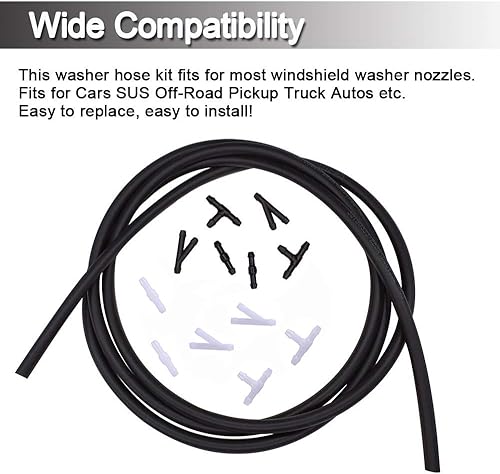 Miniatura 5 de Kit universal de manguera de líquido de boquilla para limpiaparabrisas de 9.8 ft con 12 conectores de manguera adecuados para la mayoría de tubos de