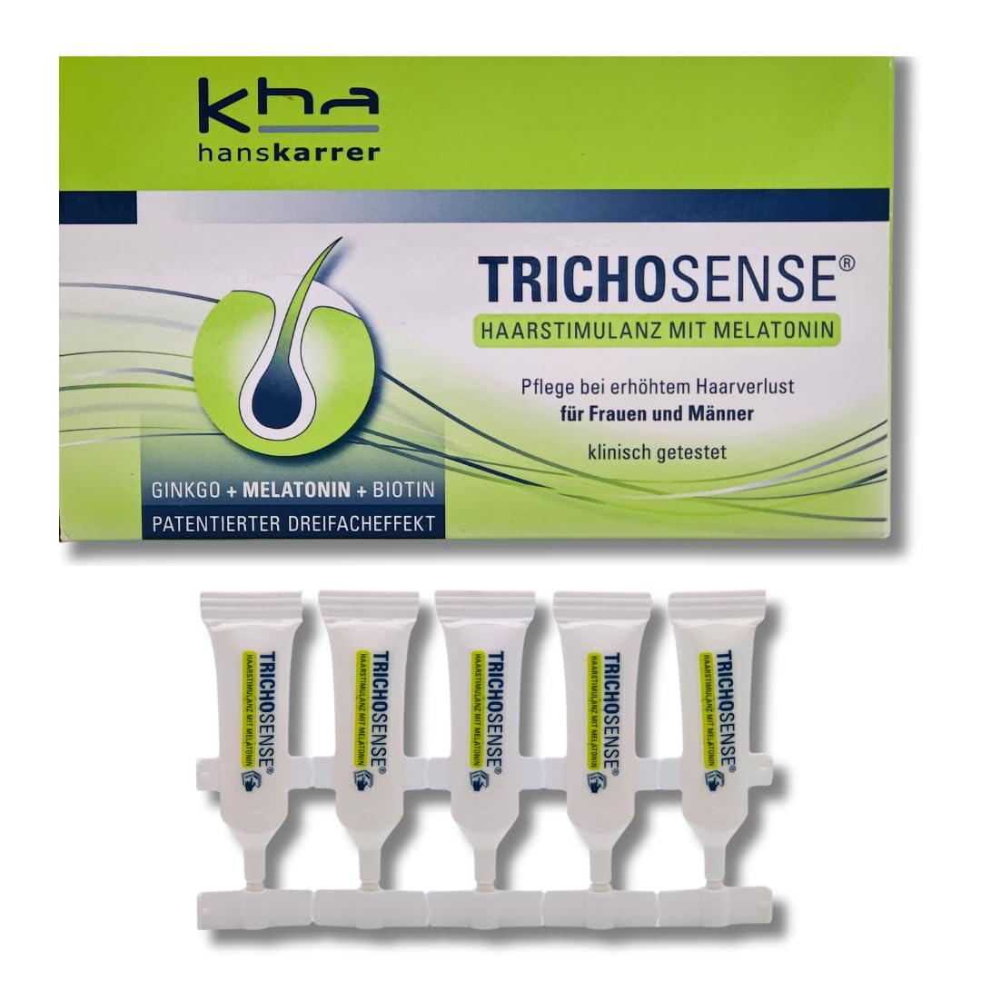 Hans Karrer Trichosense Lösung, 30x 3 ml I Pflege bei erhöhtem Haarverlust für Frauen und Männer I Haarausfall I dünnes Haar I gesunde Haare I Melatonin I Biotin I Spar-Set plus Pharma Perle (1x)