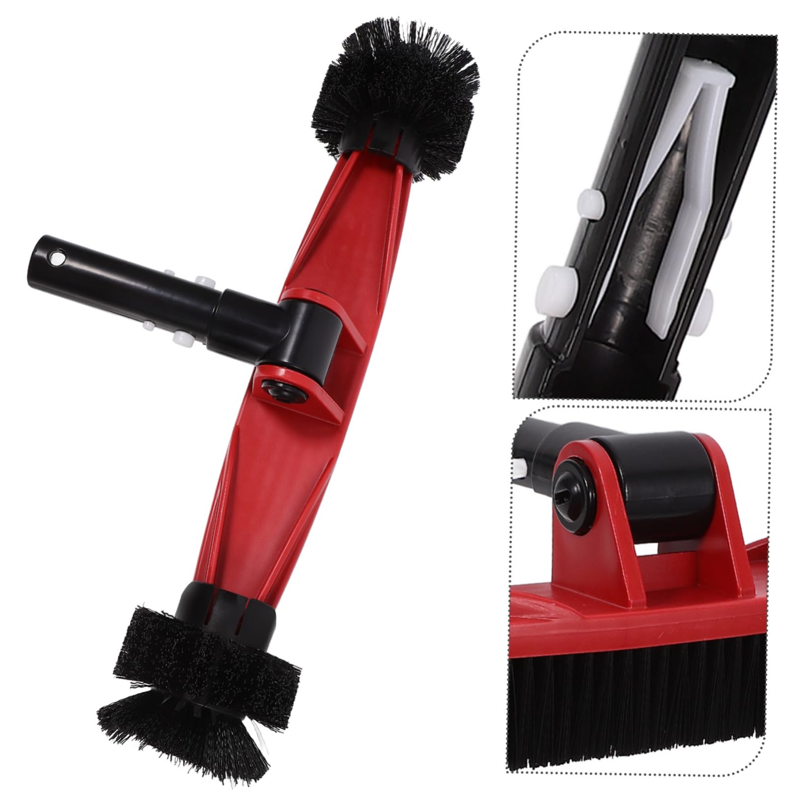 Brosse de Piscine Rotative 180° Poils en Nylon et PP Manche Amovible pour Parois, Angles et Nettoyage des Saletés Fines