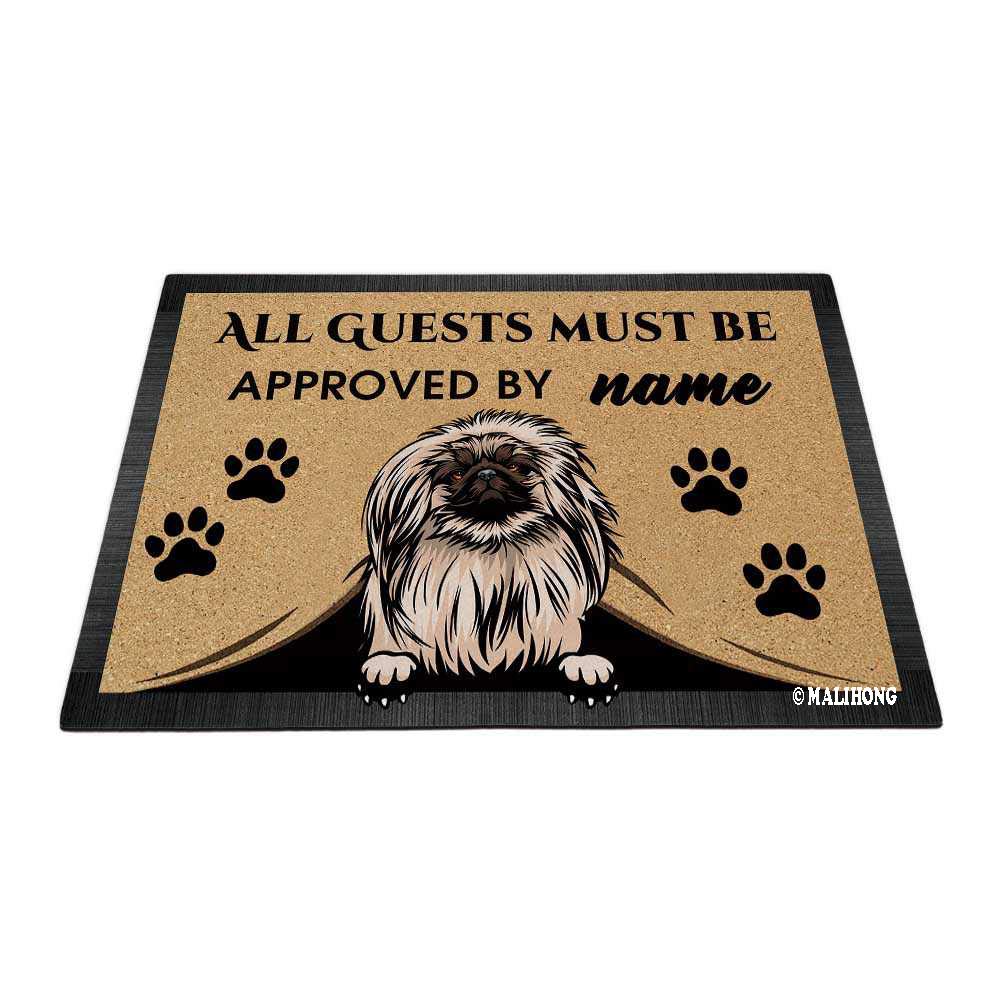 BAGEYOU Personalized Dog's Name Peeking Dog Pekingese Doormat All Guest Must Be Approved Rugs for Home Decor 27.5 x 17.7 Inch