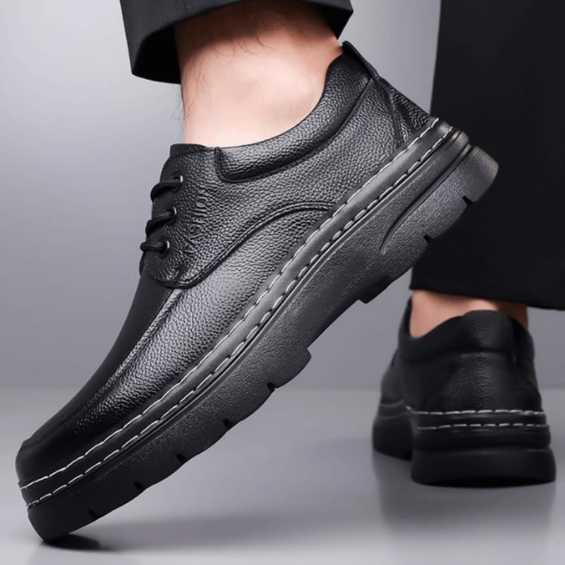 Men's Winter Genuine Leather Waterproof Dress Shoes Plush Fur-Lined Low Oxford for Men Business Occasions2