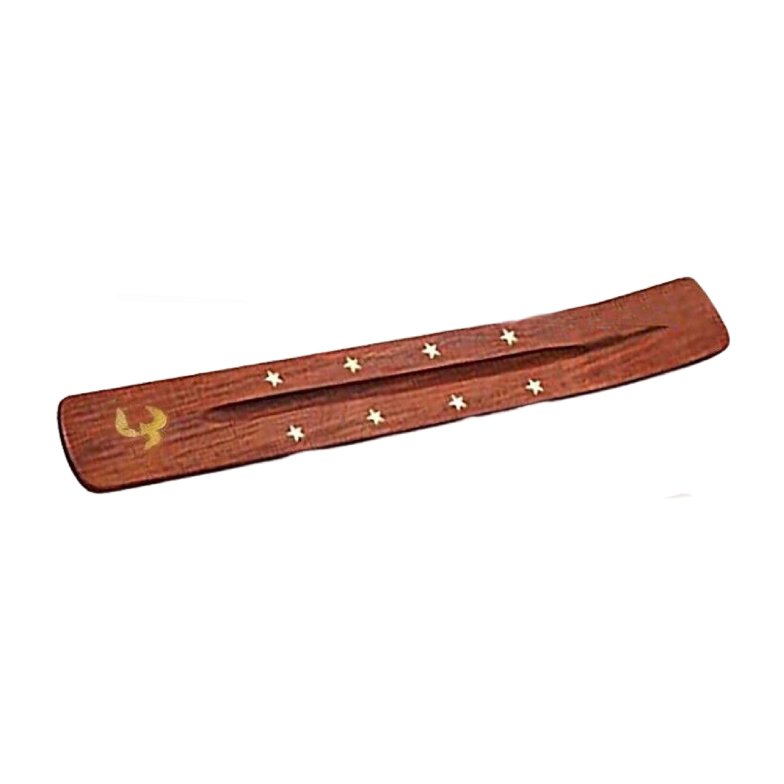 Sul 1Pk Wooden Incense Stick Holder Burner Tray For Incense Sticks, Ash Catcher Incense Holder With Brass Inlay - Ideal For Aromatherapy, Meditation, Yoga - Ornamental Piece For Home (Om, )