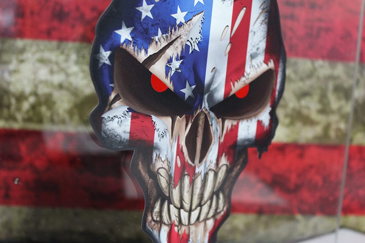 Military Car Decal American Flag Skull Decal - Vinyl Bumper Sticker Or Window Decal For Car, Truck, Laptop - 3M Material, Made In USA 3M Flags & Political Car & Truck Decals/Stickers - Foto 12