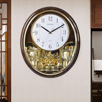 Melody & Chime Motion Wall Clock with Rotating Pendulum, Decorative Wall Clock, for Home, Hotel, Library or Church Decor.