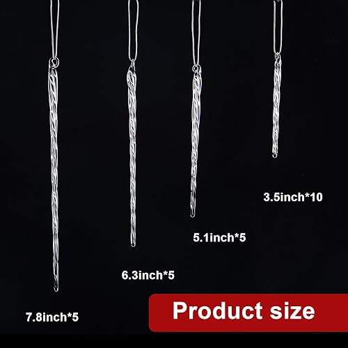 Miniatura 2 de Carámbano de vidrio de 3.5 a 7.8 pulgadas, adornos de Navidad de carámbanos de vidrio torcido, decoraciones de carámbanos para colgar (dorado, 25)