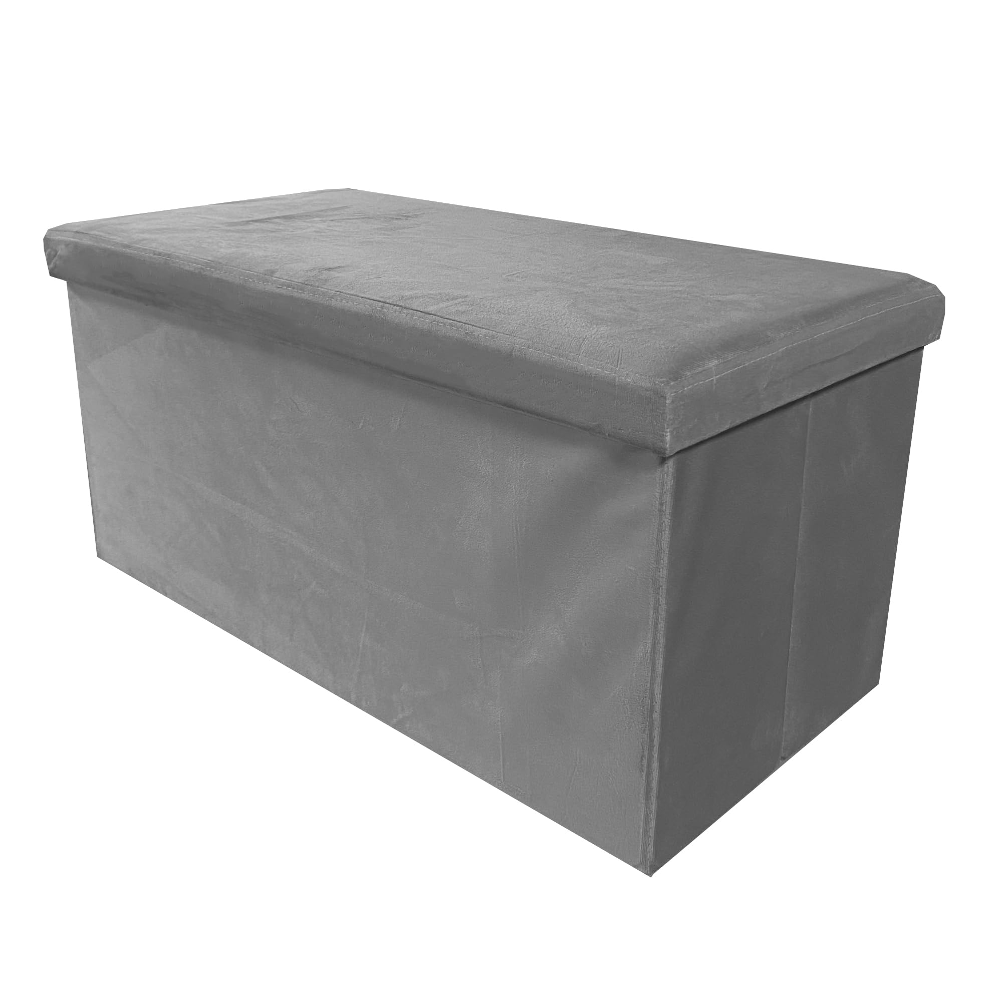 Nyana Puff Ottoman Rectangular Terciopelo Plegable 76x38x38cm Home | Gran Almacenaje | Estilo Otomano | Terciopelo Suave (Gris)