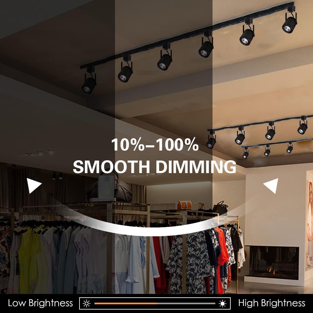 EAGLOD 10W H Track Light Heads,CRI90+ Adjustable LED Track Light Fixtures for Accent Retail Artwork, Linear Track Light H Type -3000K Warm White 120V 24° Angle Halo Type- 12 Pack (Black)