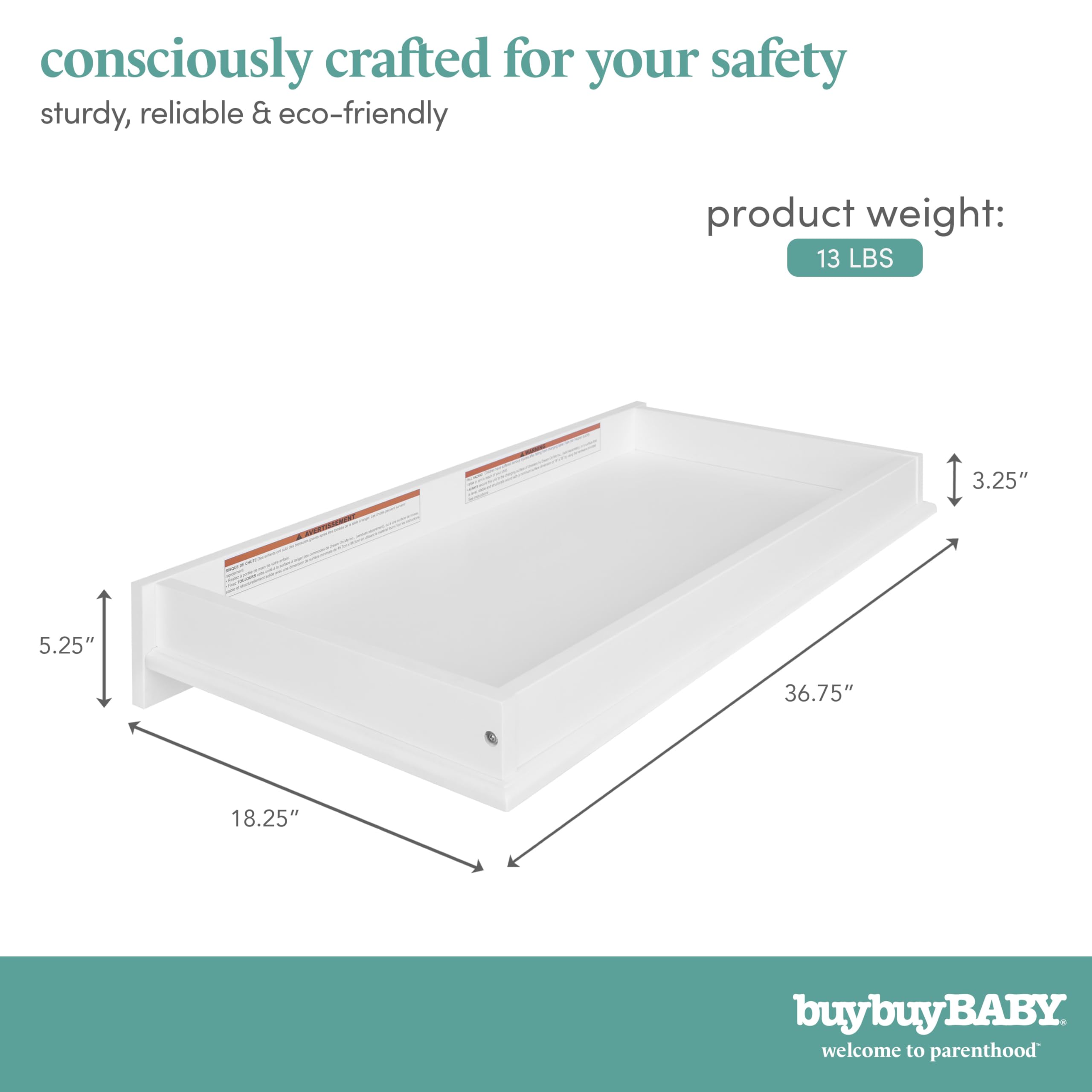 Evolur Byron Modern Changing Tray in White