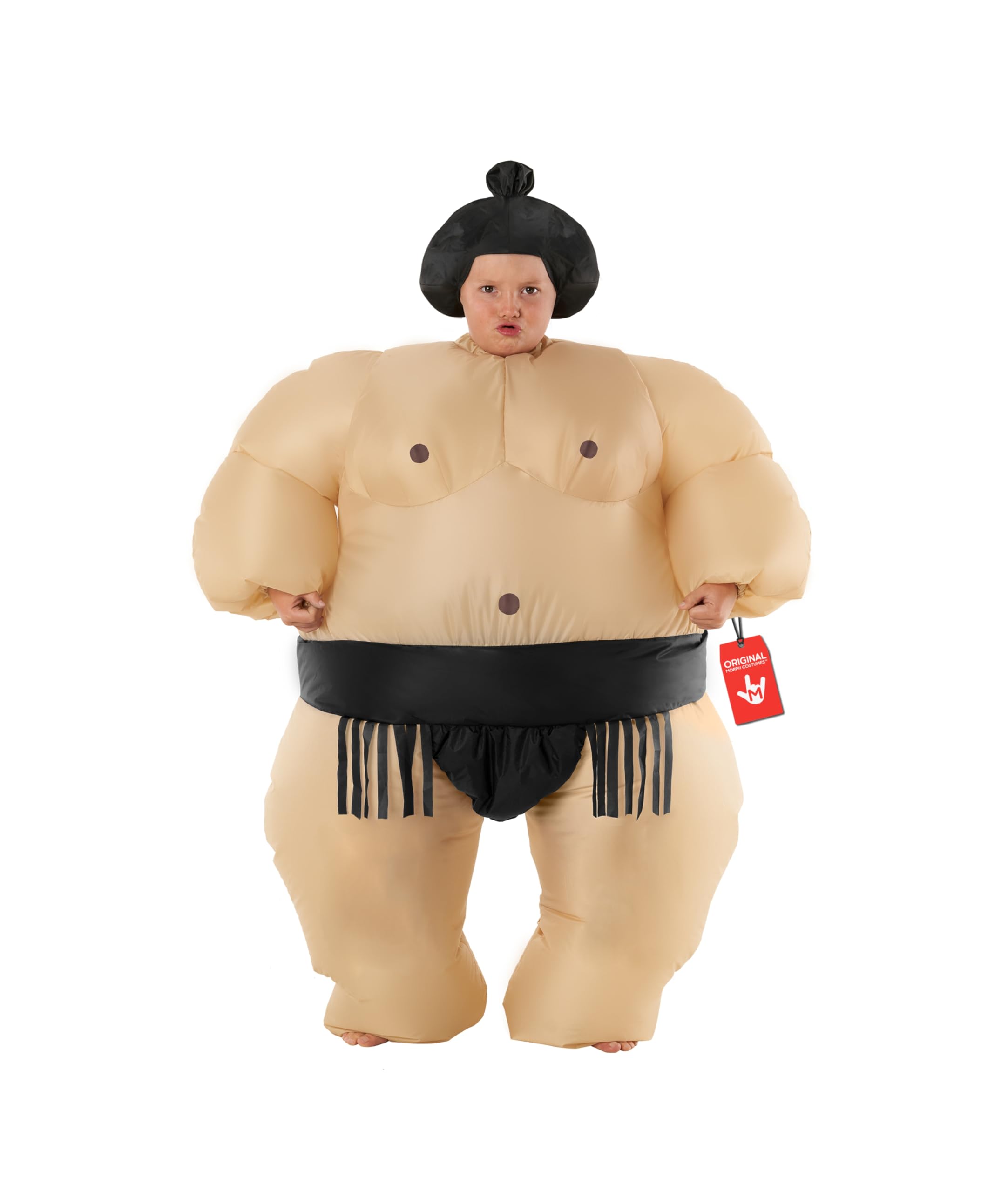 Kids Black Inflatable Sumo Wrestler Costume Boys Halloween Blow Up Fat Suit O/S