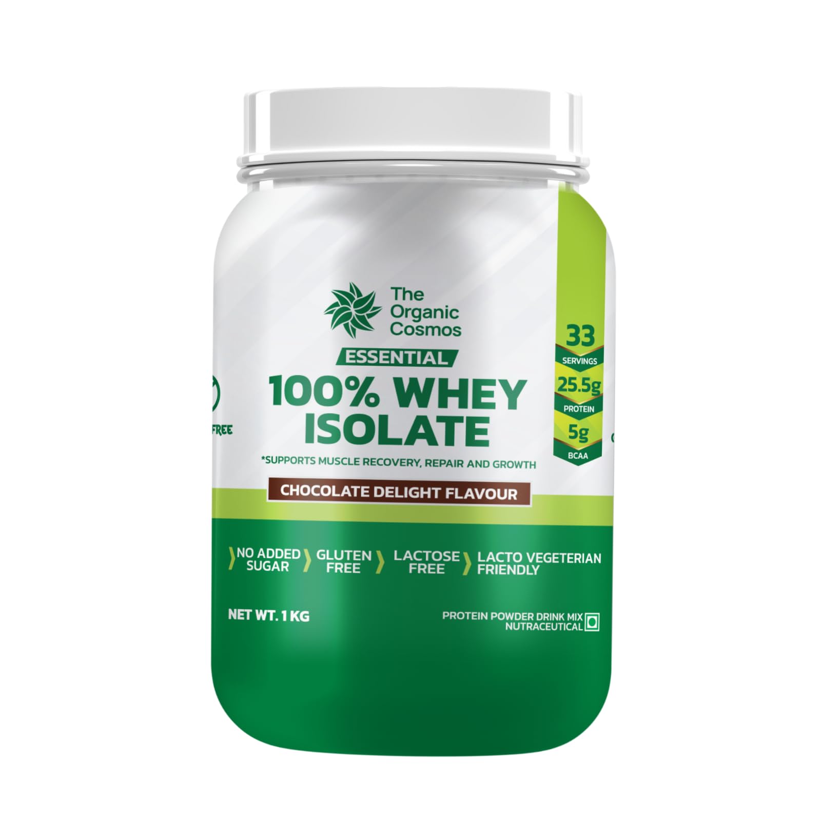 The Organic Cosmos 100% Whey Isolate Protein Powder (Chocolate Delight) | Fast Absorbing Isolate for Muscle Gain, Strength & Recovery | 25.5g Protein, 5g BCAA per Serving (1KG, Chocolate Delight)-image-41