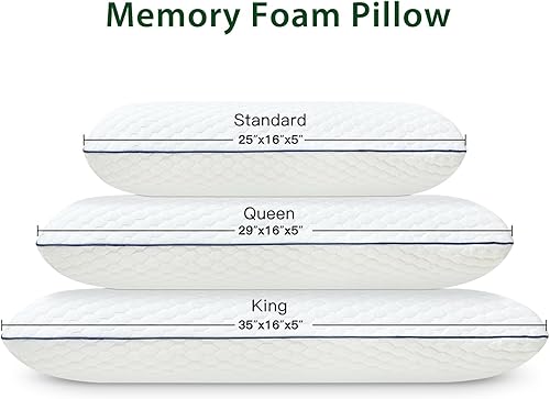 Miniatura 7 de OTOSTAR Almohada de espuma viscoelástica, almohada de cama refrescante y ventilada con funda de almohada refrescante lavable, almohada de espuma