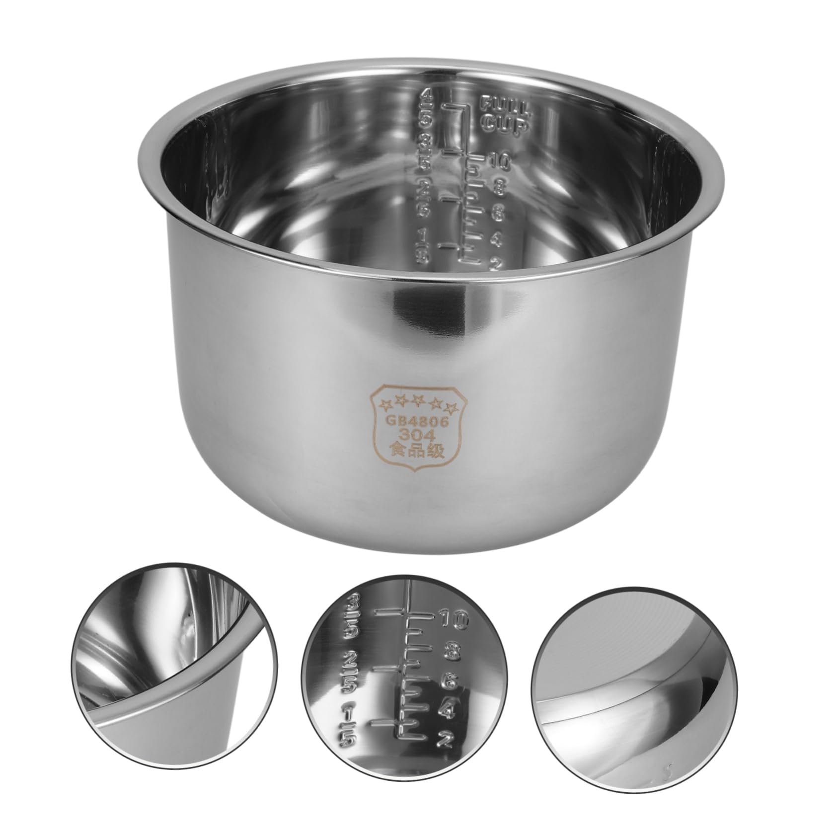 BESTonZON Pentola Interna per Cuociriso in Acciaio Inox 5l, Ricambio Multifunzione Design Creativo e Capacità, per Elettrodomestici da Cucina Domestica