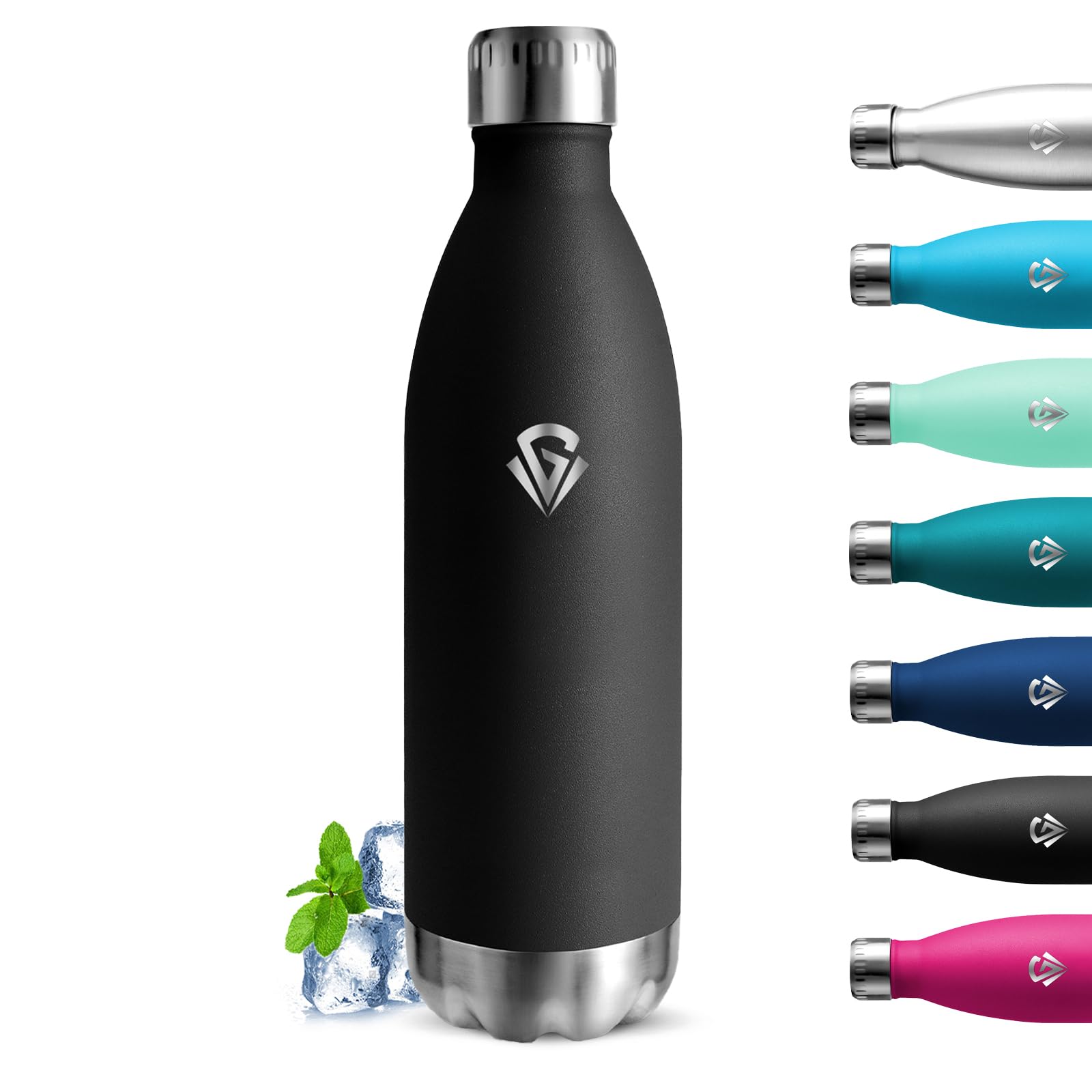 Grsta Trinkflasche Edelstahl, Trinkflasche 1l, BPA-Frei, Isolierflasche Auslaufsicher, Kalt & Warm, Isolierflasche Doppelwandige, Wasserflasche Metall, Wasserflasche für Camping, Fitness, Büro, Reisen