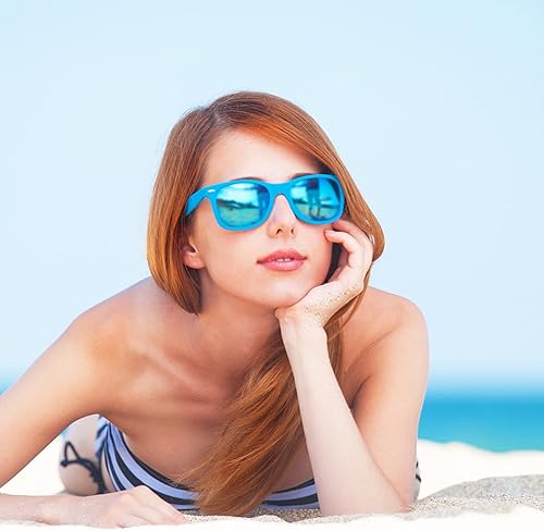 Vista 2 de Paquete de 1224 gafas de sol reflectantes de espejo colorido a granel, gafas de sol neón 80s 90s regalos de fiesta unisex