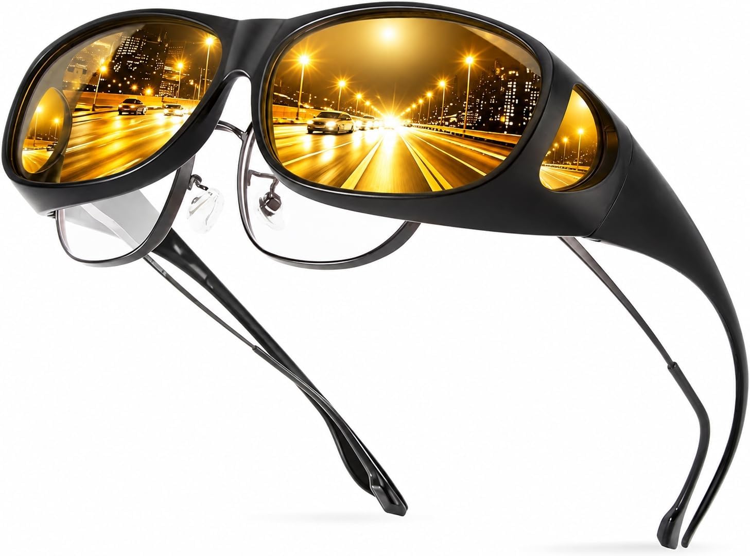 Bloomoak Polarized Night Driving Over Glasses/Fashion Oversized/Anti Glare for Women/Wrap Around Glasses/Suit for Driving