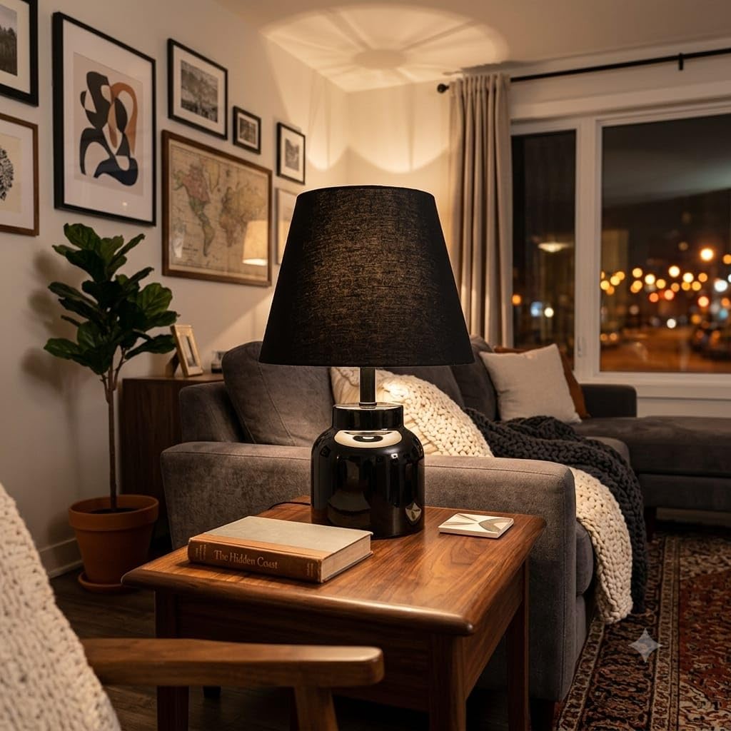 Table Lamp, Bedside Desk Lamp for Living Room Bedroom Dining, Restaurant, Farmhouse Nightstand Study Lamps with Fabric Shade.-picture-57