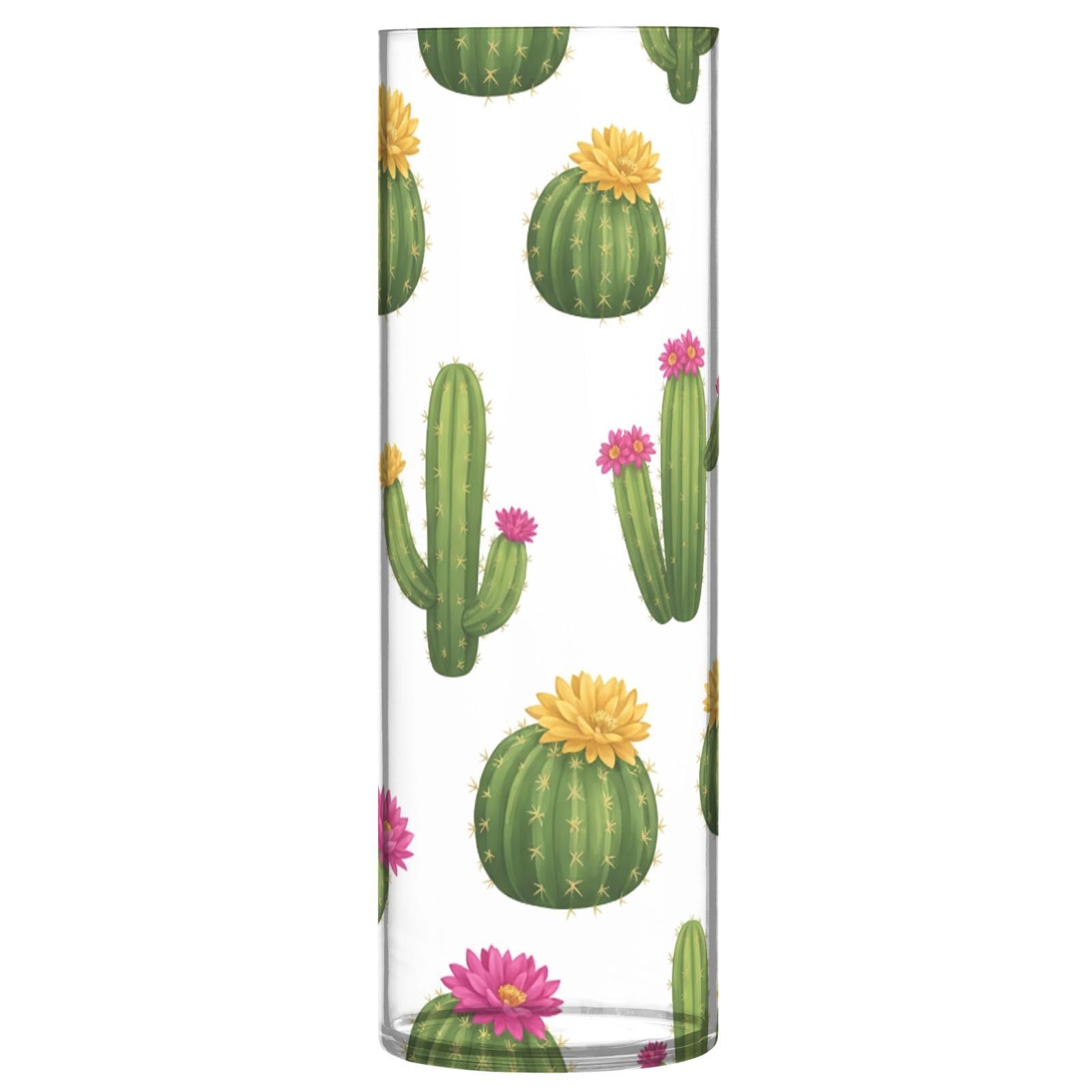 JUMBEAR Cactus Vase for Flowerse -Clear Vase Rustic Home Décor for Modern Farmhouse, Ideal Shelf,Table & Entryway Decor