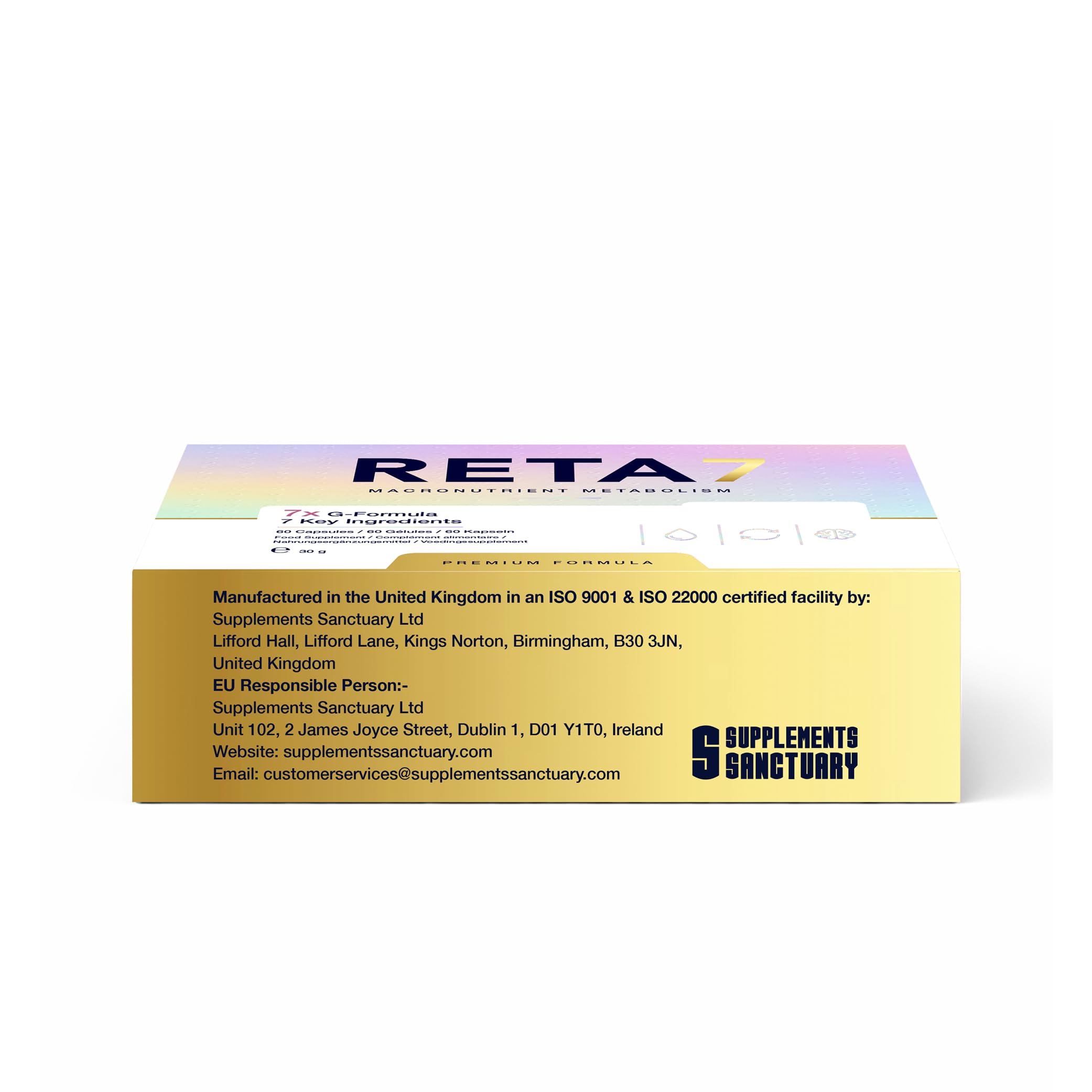 RETA7 G-Formula Nahrungsergänzungsmittel, 60 Kapseln, 3-fach Kapsel-Formel mit Guarana, Apfelessig-Extrakt, Inulin, Aminosäuren, Zink und Chrom