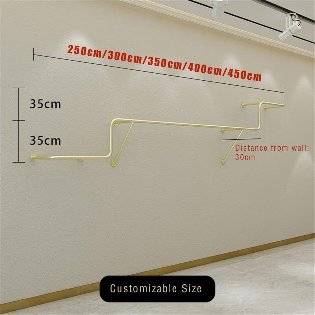 Wall Mounted Coat Rack, Gold Tube Metal Clothes Rail, Modern Industrial Wedding Hanger for Clothing Store(450cm)