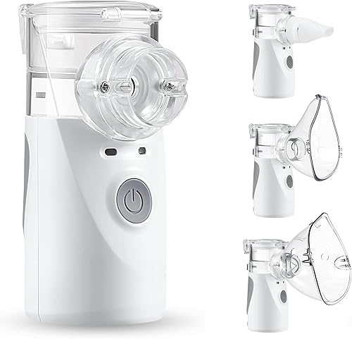Nebulizador portátil - Máquina nebulizadora para adultos y niños, nebulizador de malla de mano de niebla fría, mini inhalador de vapor para
