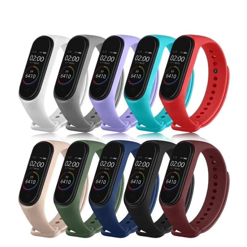CHPGKGVNVT Lote de 10 correas de silicona for Xiaomi Mi Band 7, 6 y 5, repuesto for pulsera Xiaomi Mi Band 6, 5 y 7. Correa de reloj(10pcs mix color)