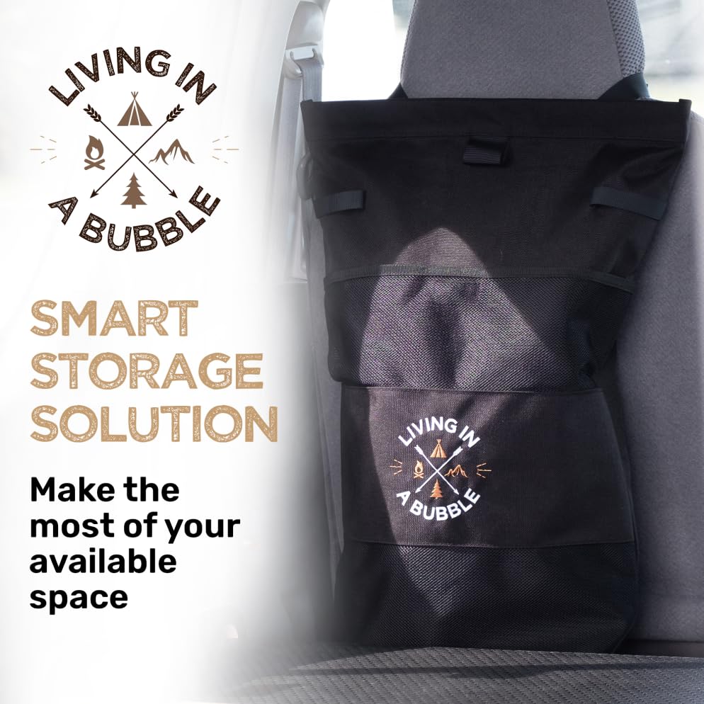 Image of Living in a Bubble Wet Dry Laundry Bag - Portable Waterproof Laundry Hamper for RV, Campervan & Travel - Foldable Clothes Organizer with Separate Wet & Dry Compartments
