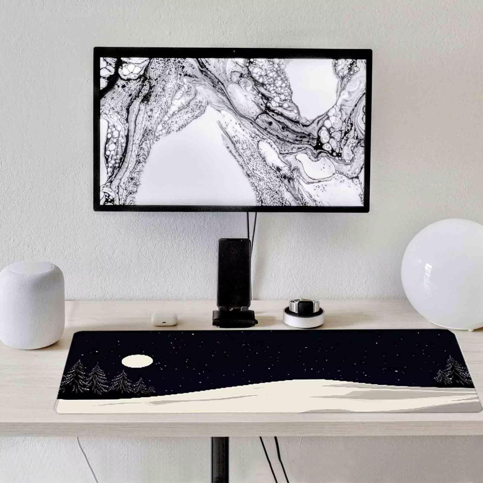 Podkładka pod mysz do gier, czarna, podkładka pod mysz z krajobrazem XXL, 1200 x 600 mm, mata biurowa z przeszytymi krawędziami, antypoślizgowa, do biura, nauki, gier, akcesoriów biurowych, dekoracji