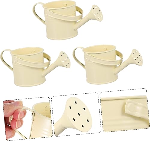 Miniatura 2 de Yardenfun 5 unids regadera de estaño beige Cubo de riego de flores Cubo de pulverización galvanizado Cubo de riego para niños Hervidor pequeño