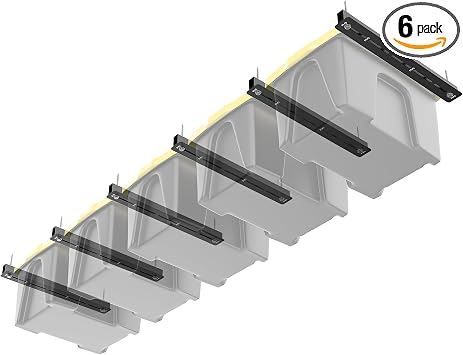TORACK Garage Ceiling Bin Storage Rack, Adjustable Heavy Duty Overhead Tote Storage Rail Systemfor 5 Bins, Bins are not included
