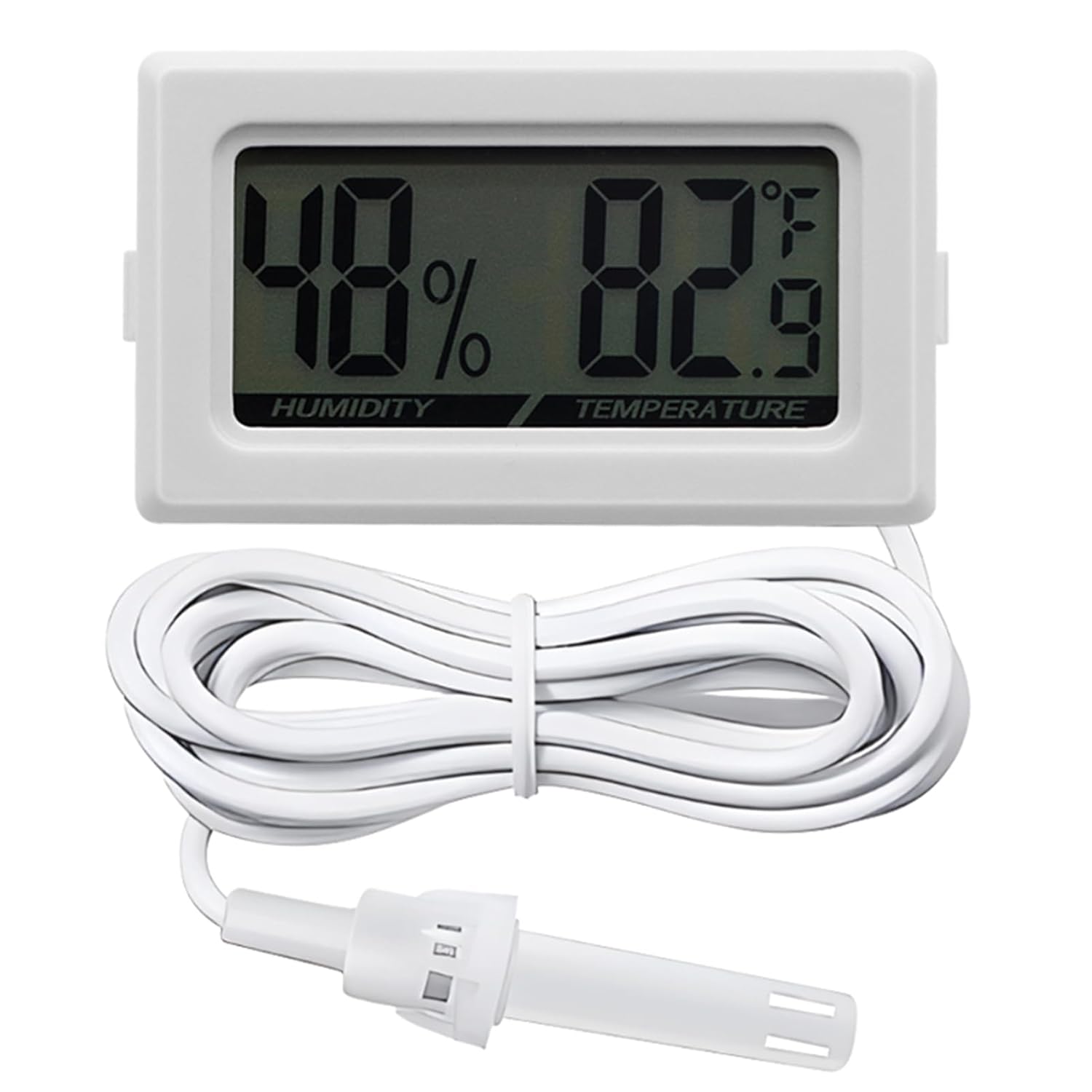 Digital Probe Thermometer Hygrometer for Reptiles – 2-in-1 Terrarium Monitor with Instant Reading, Mini Design for Turtle Tank/Lizard Cage/Aquarium Habitat (White)
