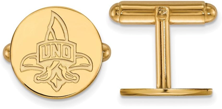 LogoArt NCAA 14k Yellow Gold Plated Sterling Silver University of New Orleans Cuff Links
