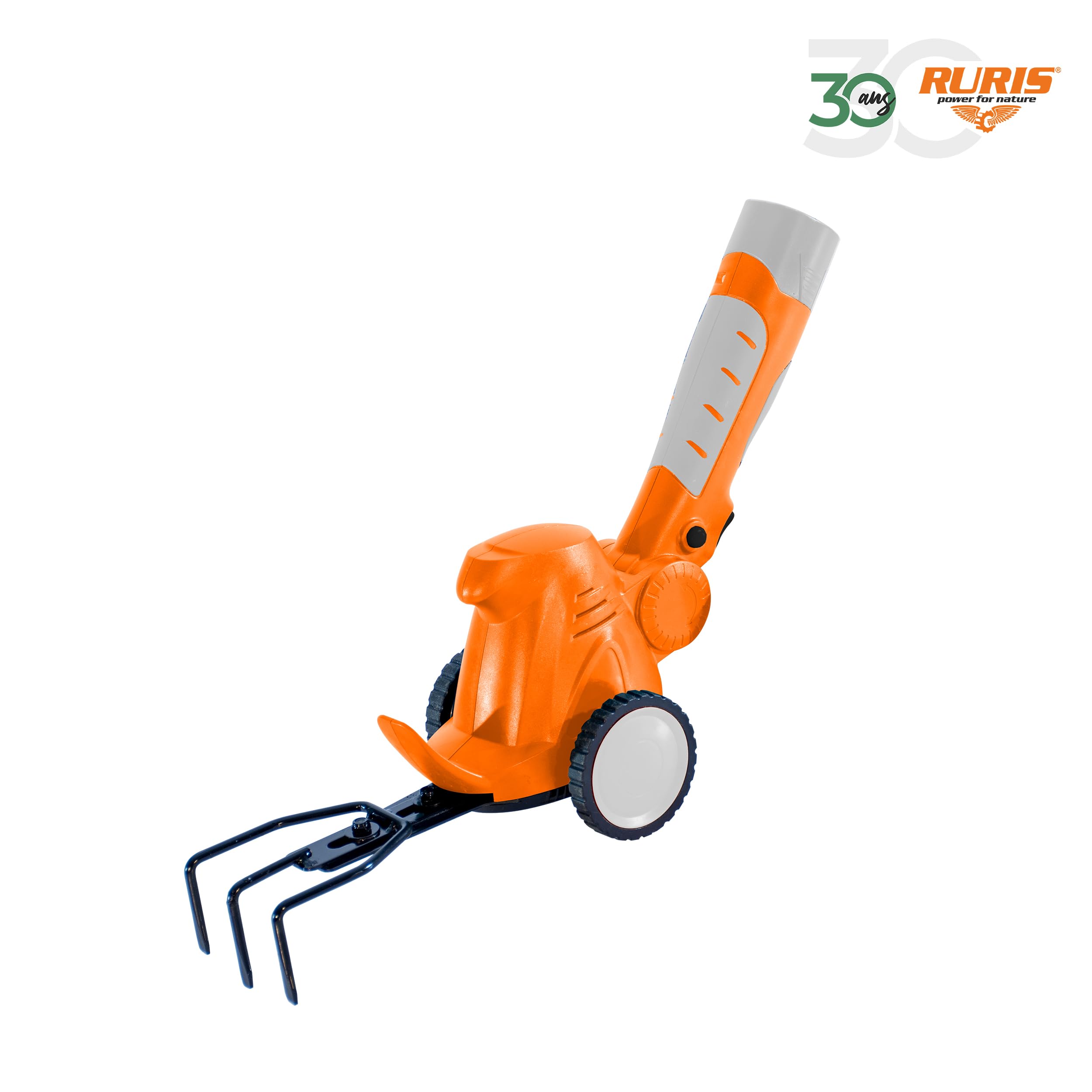 RURIS F455 - Cisaille Multifonction à Batterie 10.8V, 4-en-1 : Taille-Haie, Cisaille Gazon, Scie pour Branches, Aérateur de Sol - Manche Télescopique Ajustable, Poignée Rotative, Autonomie 80 min
