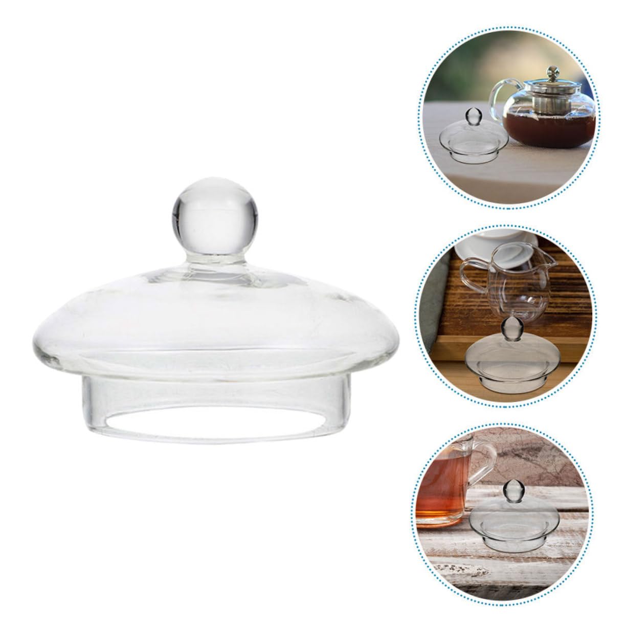 Lot De 3 Couvercles En Verre Borosilicate 7,5cm - Étangs, Pour Théière En Verre - Lavables Lave-Vaisselle & Micro-Ondes