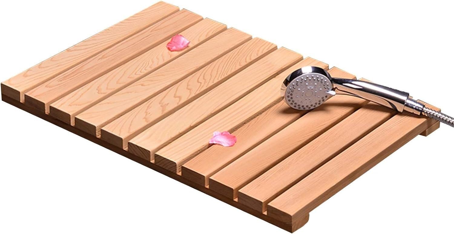 BHGFYXBS Wood Shower Bath Mat Non-Slip Foot Mat For Bathroom Kitchen Floor Customizable Size,A-70x90cm