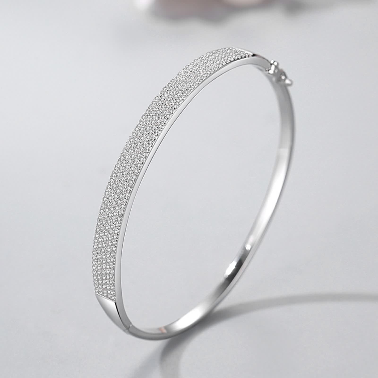 Bracciale da donna in argento 925, bracciale da donna, elegante, canale, zirconi, forma rotonda, gioielli in argento